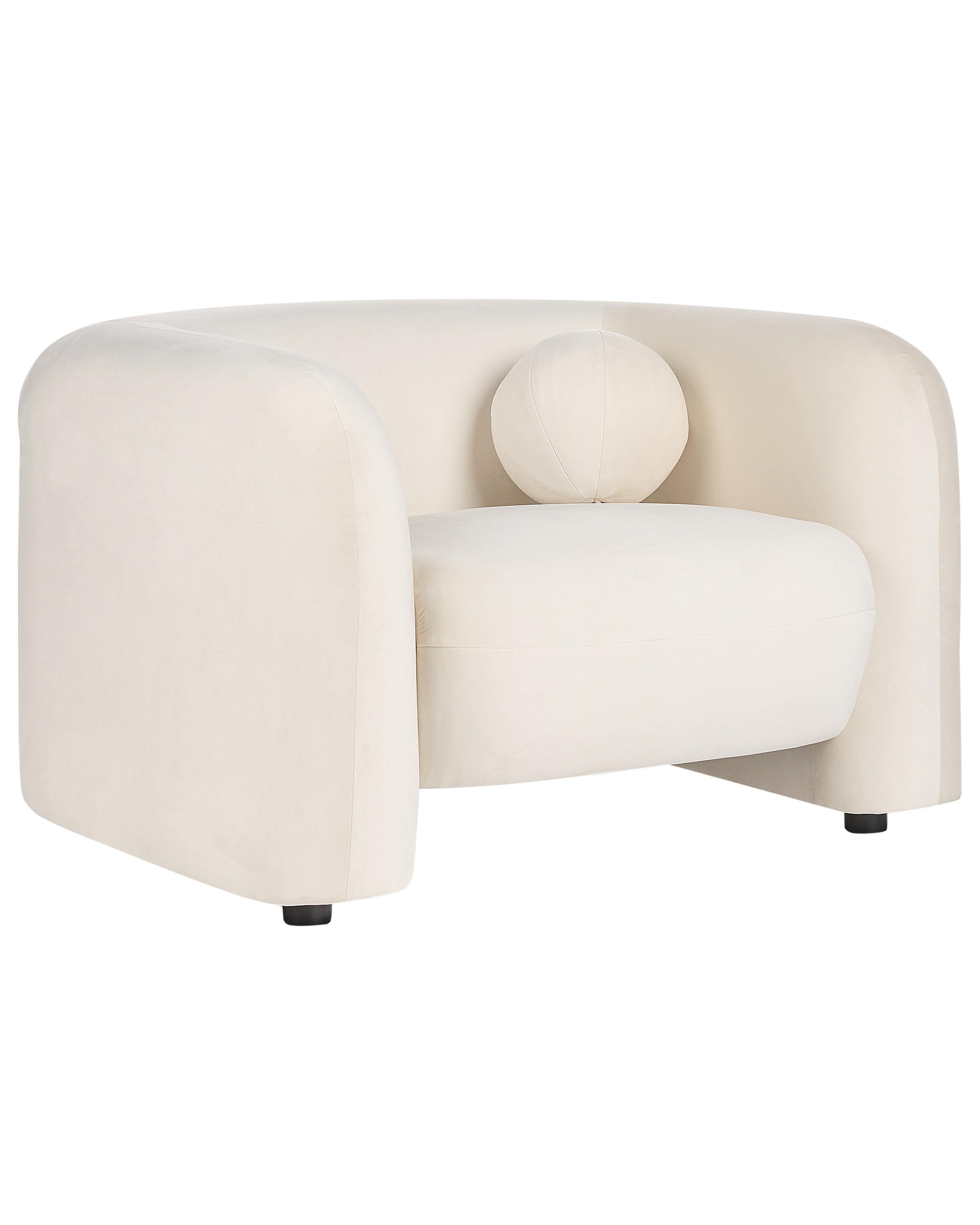 Fauteuil LEIREN Fluweel Gebroken wit