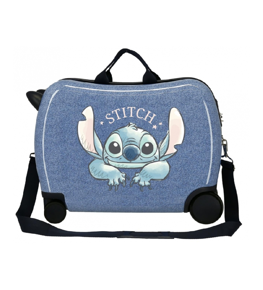 Mala de viagem Disney Stitch para gestantes com 2 rodas multidirecionais, azul.