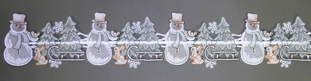 Stickereien Plauen Scheibengardine »Winter« Stangendurchzug 1 Stk. tlg. Fensterdekoration 