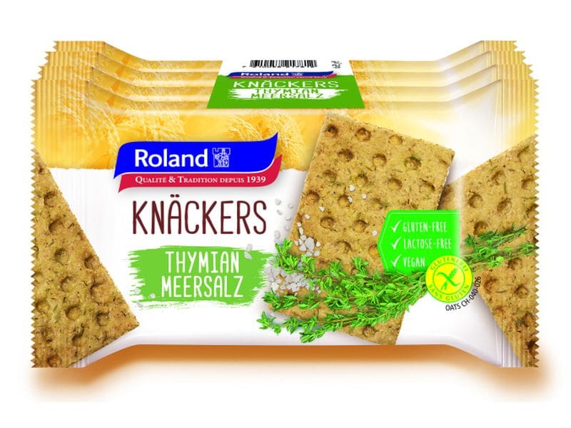 Roland Snacks Knäckebrot Thymian Meersalz glutenfrei 4x 35 Glutenfreie Knäckers mit Thymian und Meersalz