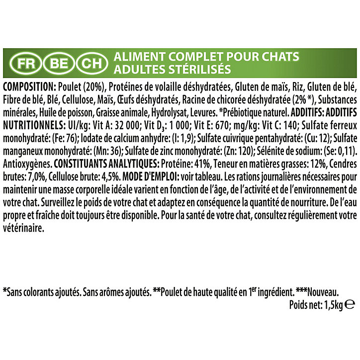 Croquettes pour chat Pro Plan Sterilised Adult Optidigest riche en poulet 1,5kg