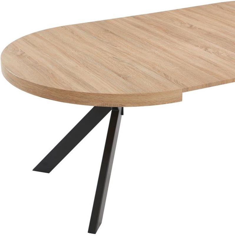 Vente-unique Uitschuifbare Eettafel - Naturel en Zwart - Voor 4 tot 8 Personen