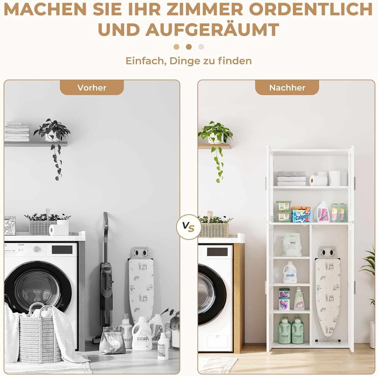 Besenschrank Mehrzweckschrank 168x30x70 cm Haushaltsschrank Putzschrank mit Sichtfenster aus Acryl aus Holz mit Verstellbarer Einlegeboden für Küche Wohnzimmer Esszimmer, weiß