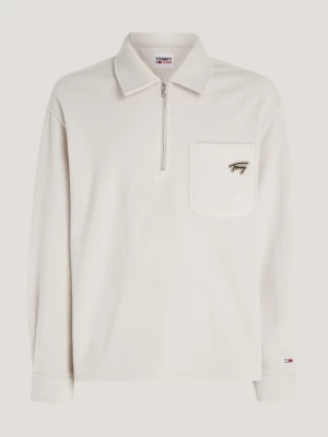 Moletom Signature Logo Relaxed Fit com Meio Zíper