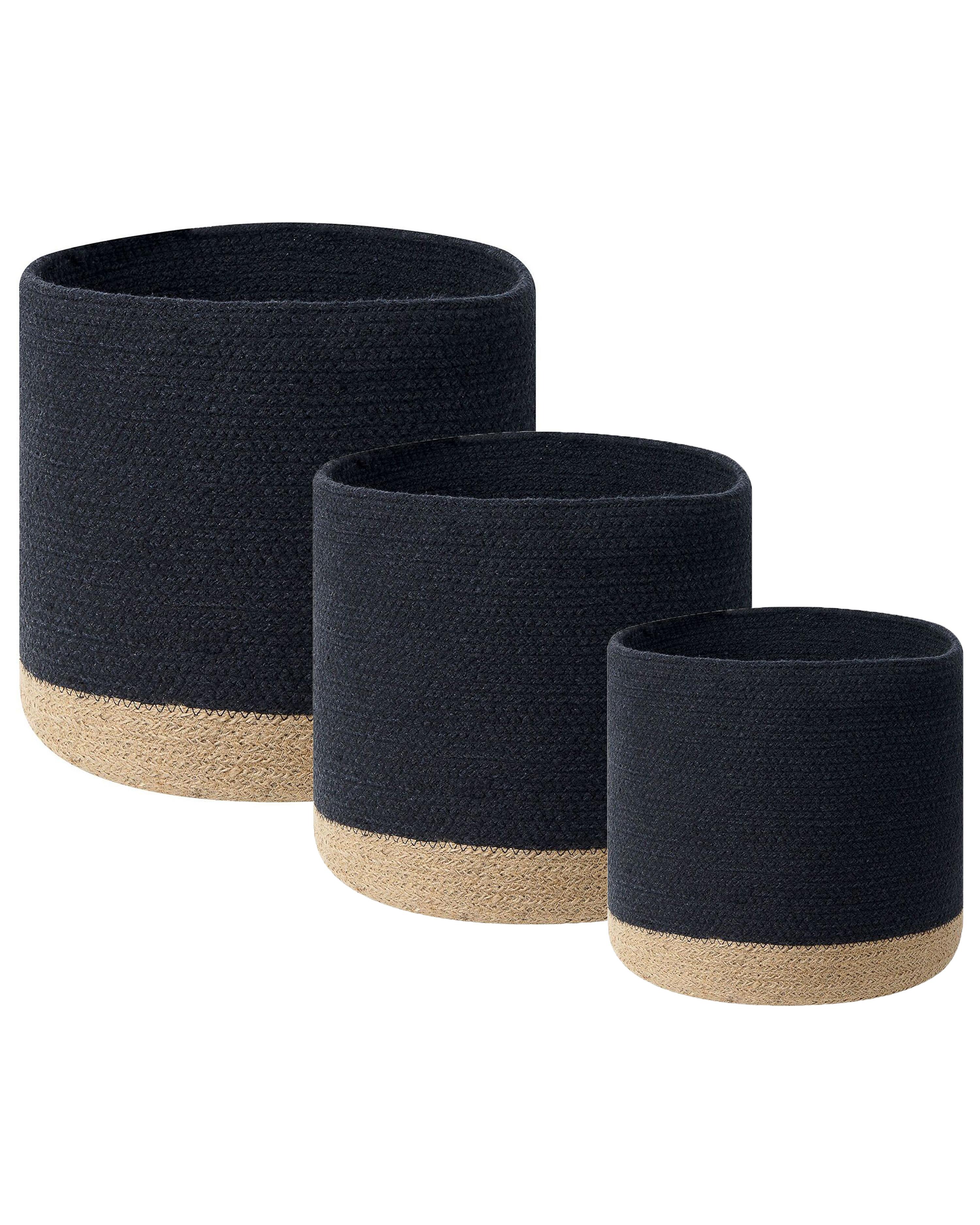 Set van 3 manden BASIMA Katoen Zwart