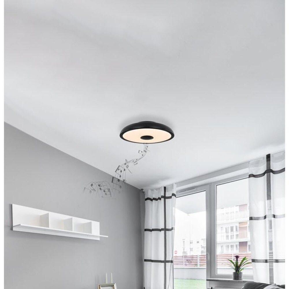 LOFTLAMPE GLOBO RAFFY SORT RGB 3000-6500K M/HØGTALER Ø28CM