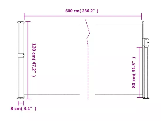 Auvent latéral rétractable blanc 120x600 cm
