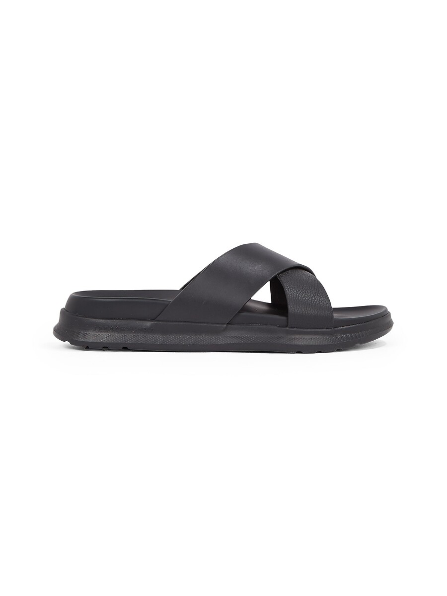TOMMY HILFIGER<br>Mules de couro com estampa de densidade