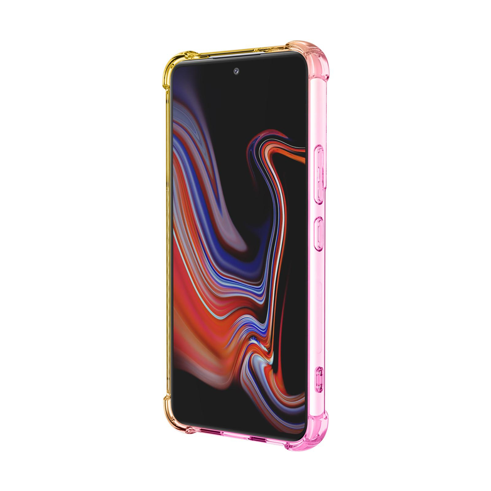Samsung Galaxy S23 5G Gummi Hülle Air Cushion Fallschutz mit Farbverlauf - Rosa / Gelb