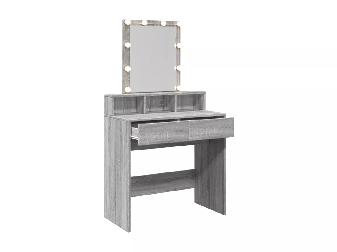 Coiffeuse avec LED sonoma gris 80x41x144,5 cm