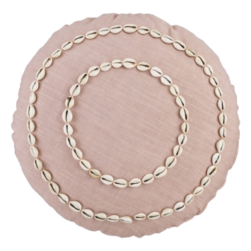Sierkussen rond schelp l.roze - h10xd45cm