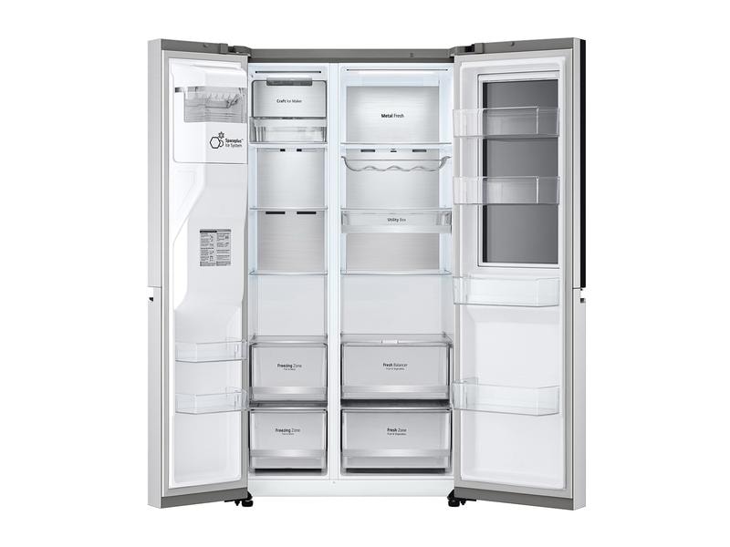 LG Foodcenter GSXV90BSDE Brushed Steel Side by Side Kühlgerät mit Fenster und Innenbeleuchtung