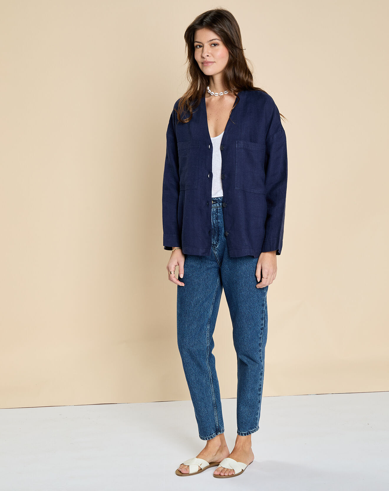 Harris Wilson Veste 100% Lin Elodie marine