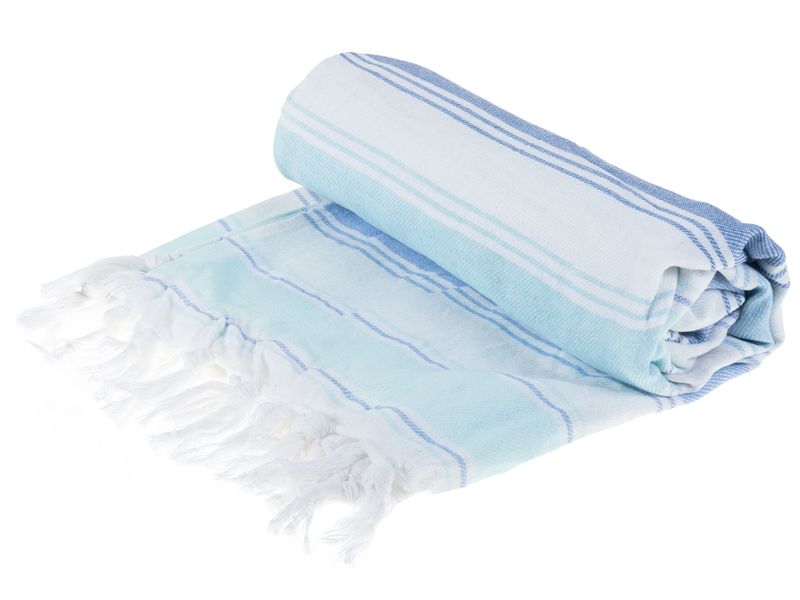 KOOR Strandtuch 90 x 180 cm, Blau/Weiss Grosses Strandtuch für den Sommer