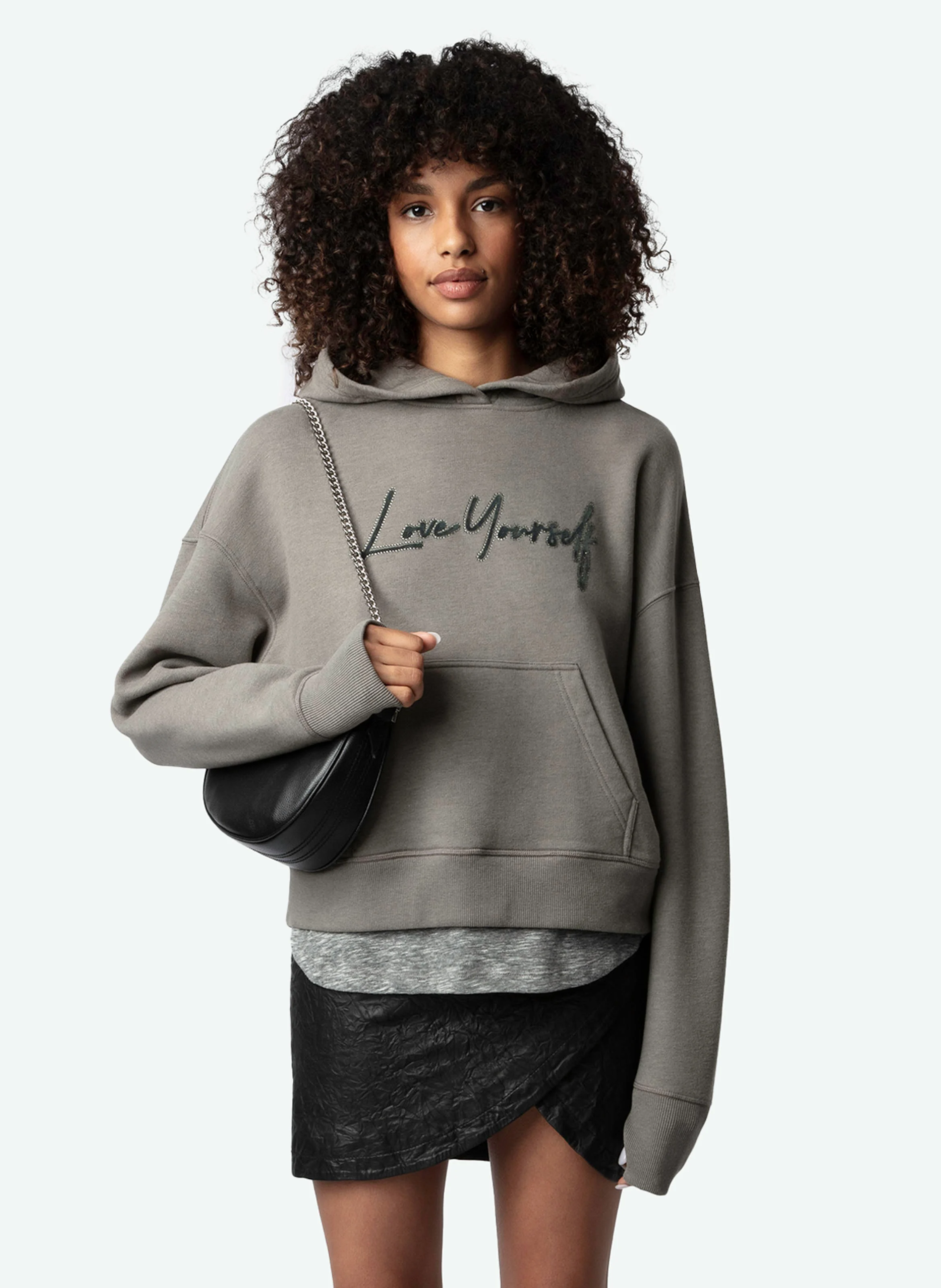 MIA - Sweat à capuche imprimé en coton bio mélangé | Gris