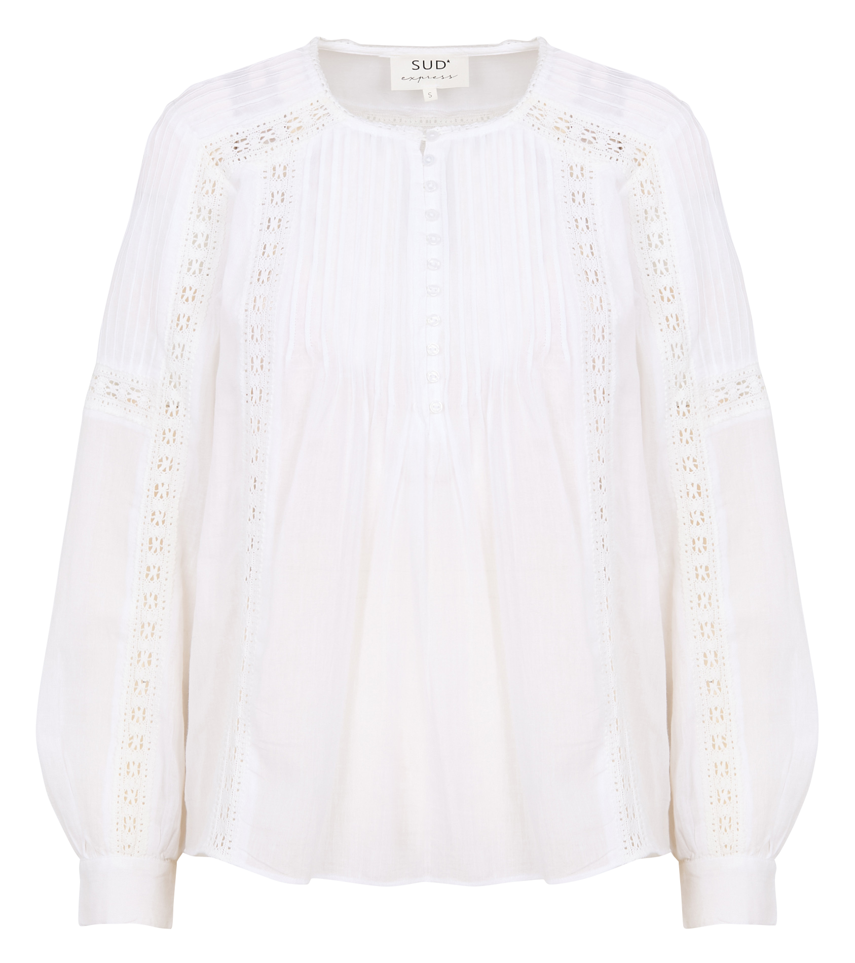 TASMANA - Blouse à broderies anglaises en coton | Blanc