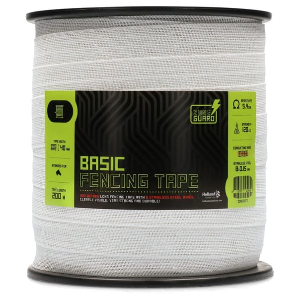 ZoneGuard 40 mm Basic gjerdetape hvit 200 m