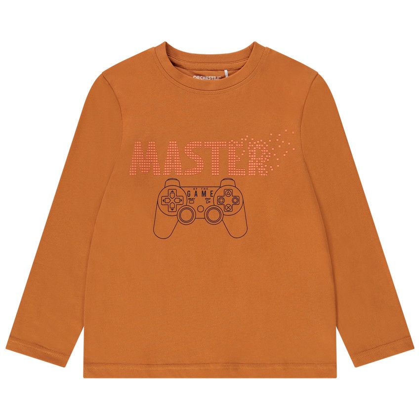 T-shirt manches longues print jeux vidéo pour garçon - Moutarde
