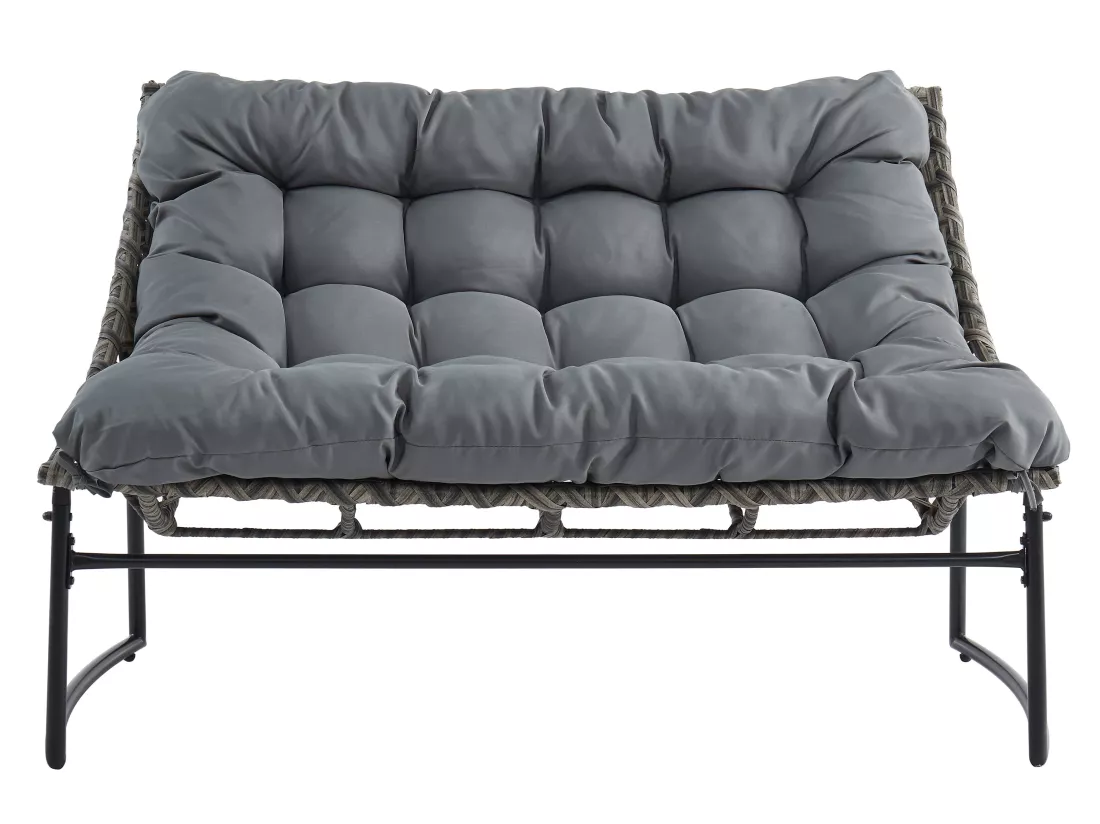 Salon de jardin en résine tressée : 1 canapé 2 places, 2 fauteuils et une table basse - Gris anthracite - JONAH de MYLIA