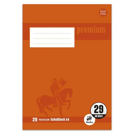 Staufen Premium Schulblock Lin29 A4 50 Blatt 90g/qm 5x9mm rautiert mit RL 4-Loch