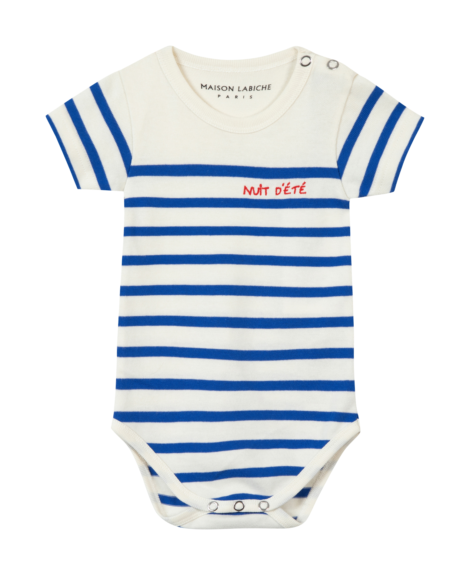 MALO NUIT D'ETE - Body col rond brodé nuit d'été en coton bio| Blanc