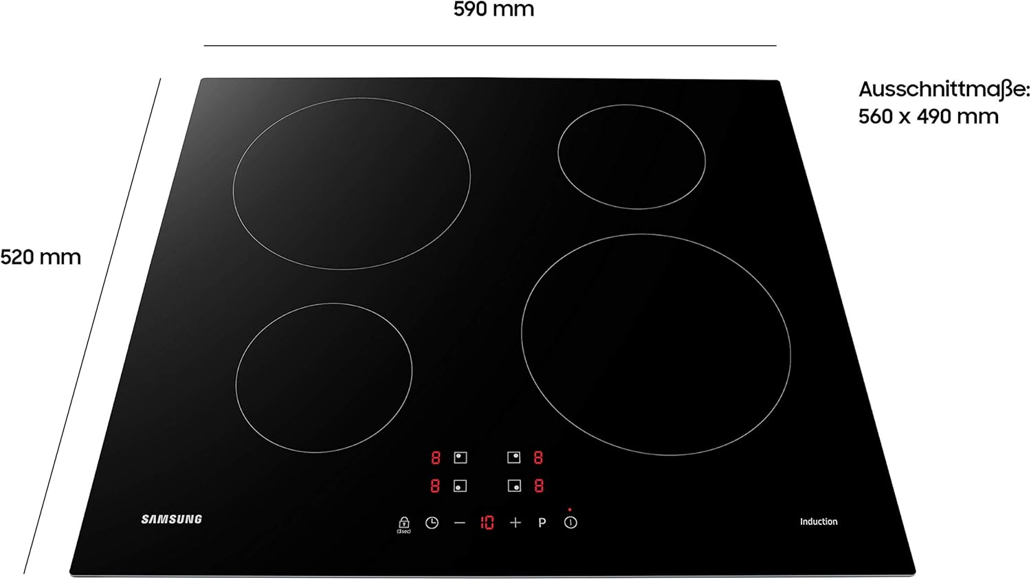 NZ64M3NM1BB Autarkes Induktionskochfeld, 60 cm große Herdplatte aus Glaskeramik, Rahmenlos, 4 Kochzonen mit Touch Steuerung, 9 Leistungsstufen, 4 Booster, Kindersicherung, Schwarz