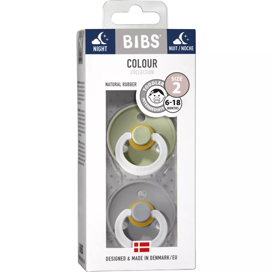 BIBS® Nachtschnuller Colour Sage  Cloud 6-18 Monate, 2 Stk.