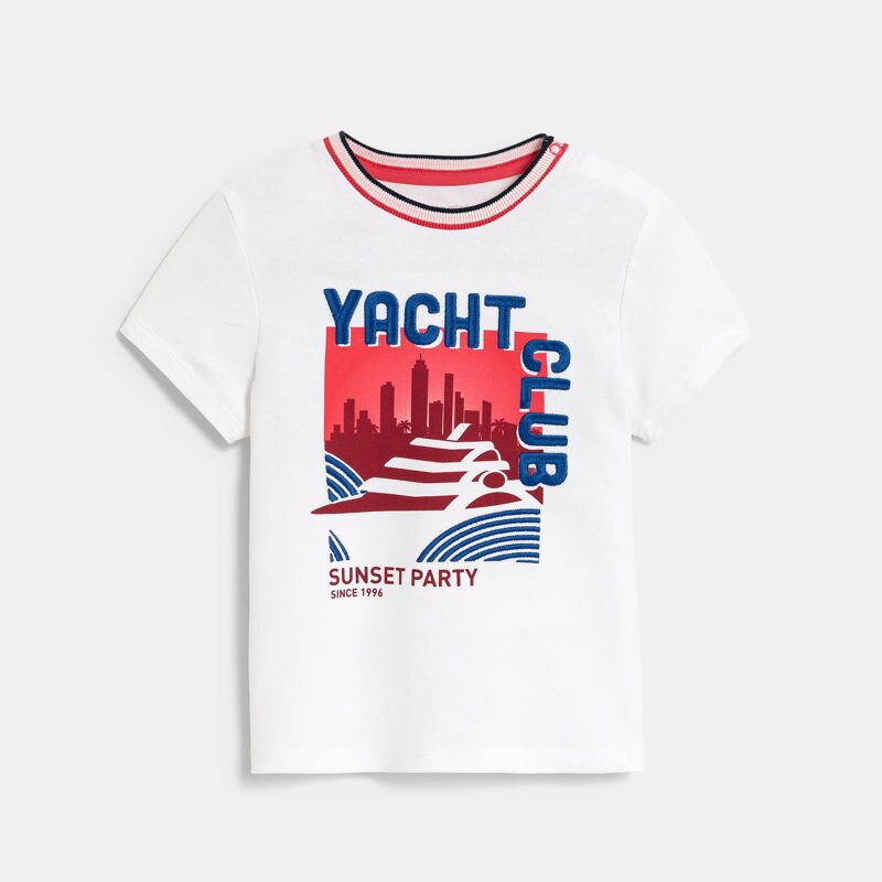 T-shirt maille piquée bateau blanc bébé garçon Blanc