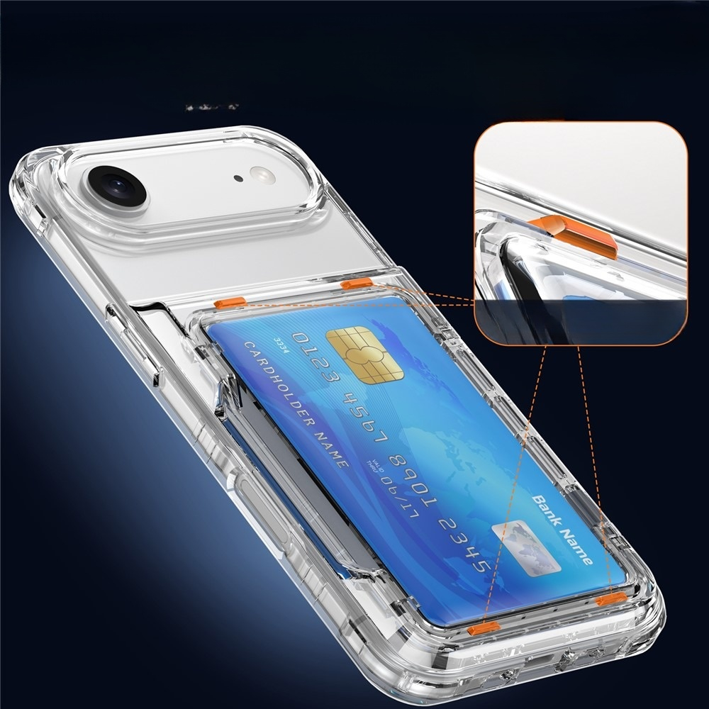 iPhone Air Gummi Case Schutzhülle Air Cushion Fallschutz mit Kartenfach   Kickstand - Transparent