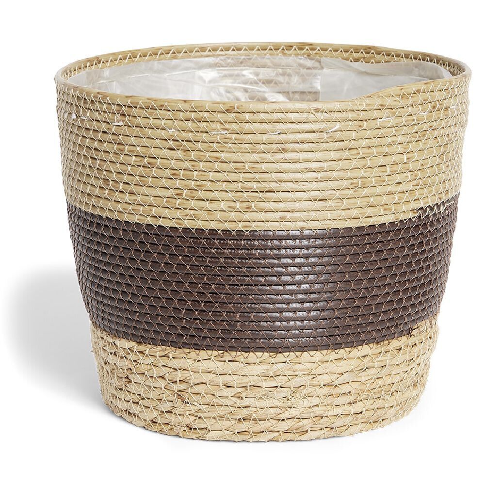 Cache pot en corde dégradé marron beige Ø26,5xH23cm