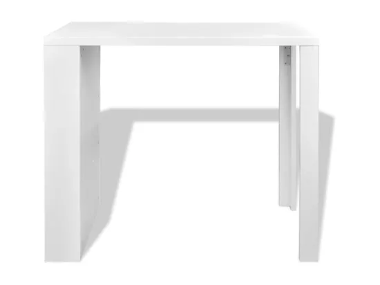 Table de bar MDF avec casier à bouteilles Blanc haut brillance