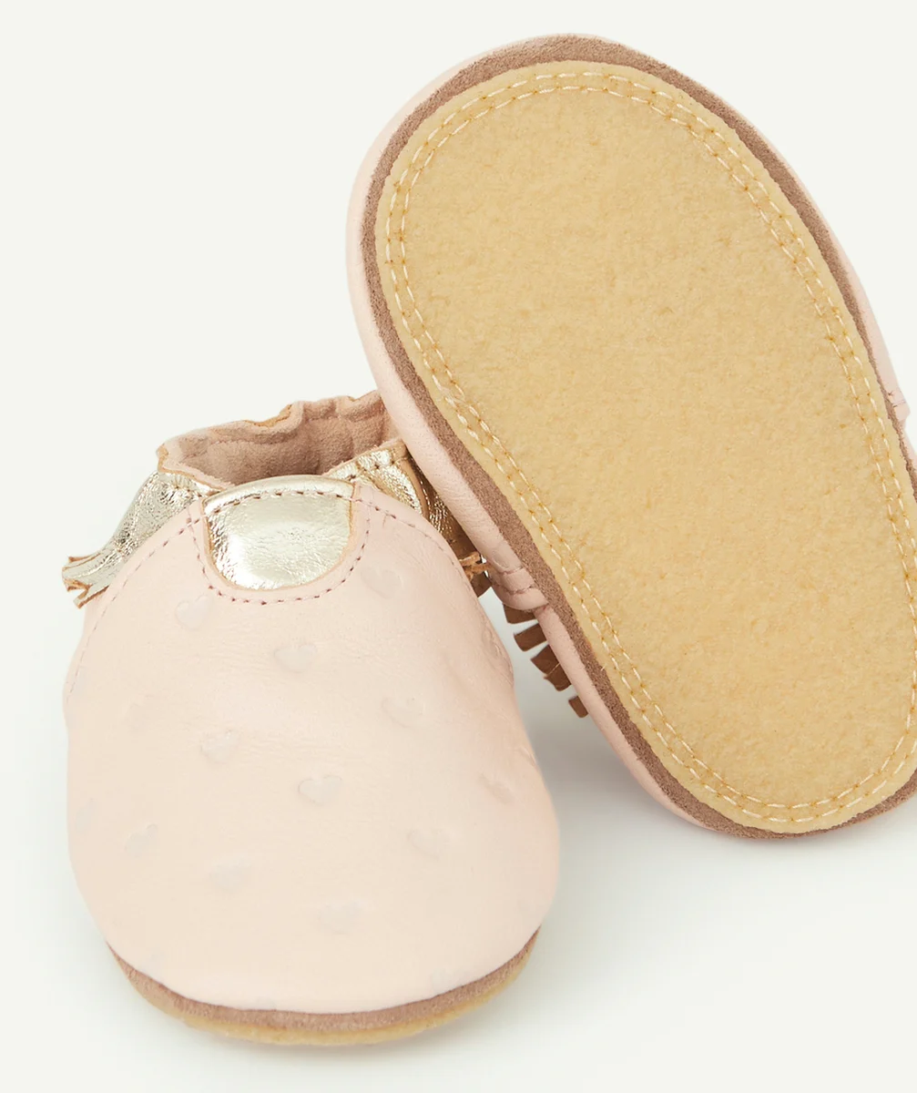 ROBEEZCHAUSSONS BÉBÉ ROSE EN CUIR AVEC VOLANTS OR