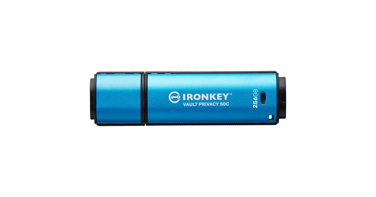 KingstonIronKey Vault Privacy 50 256 GB usb-stick  (Lichtblauw/zwart, USB-C 3.2 Gen 1)