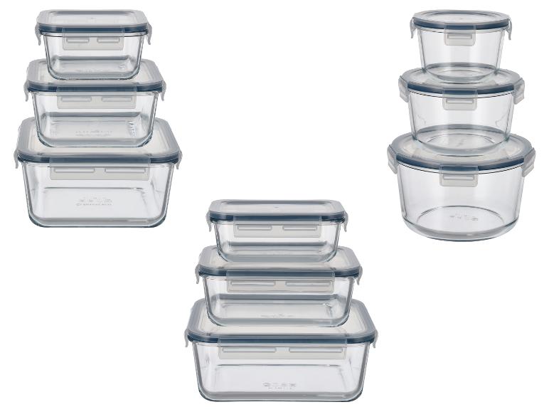 Set van 3 glazen vershoudbakjes