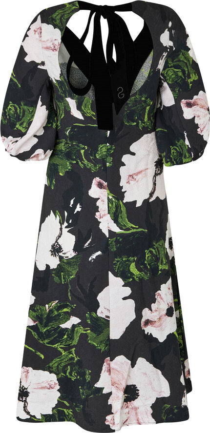 Stine Goya 3/4 Volume Sleeves Midi Dress, 2259 Structure Stretch Umber windflower