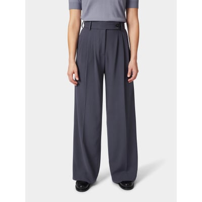 Damen-Bundfaltenhose, Nachtgrau