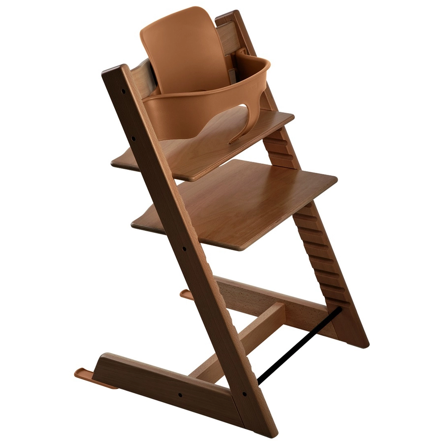 STOKKE® Mega Tripp Trapp® Set Hochstuhl Buche walnussbraun inkl. Newborn Set™ Grey und Baby Set walnussbraun