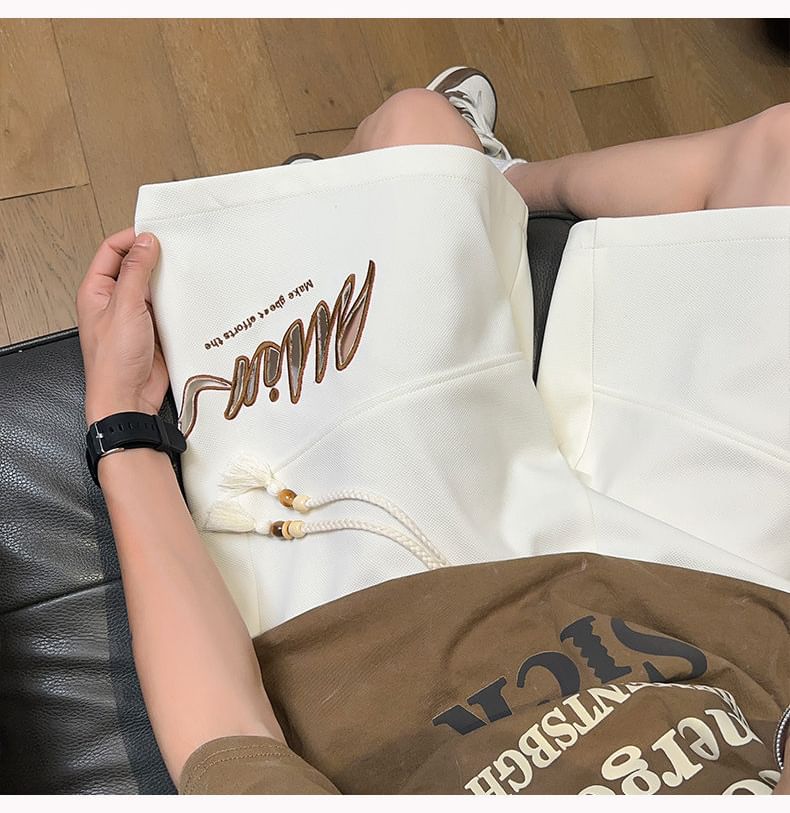 FOEV - Shorts met trekkoord en letters