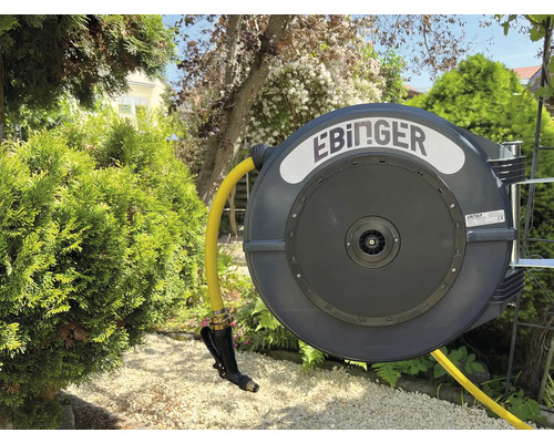Professionele slanghaspel EBINGER DR 100 – R3, met 25 m ½” PVC-slang
