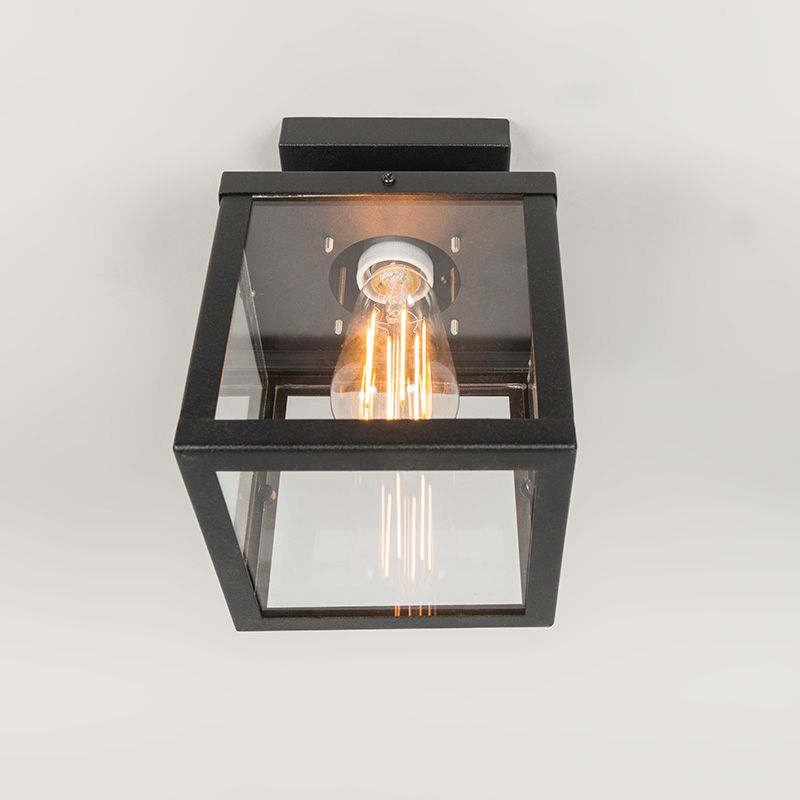 Industriële buitenplafondlamp zwart 1-lichts - Rotterdam