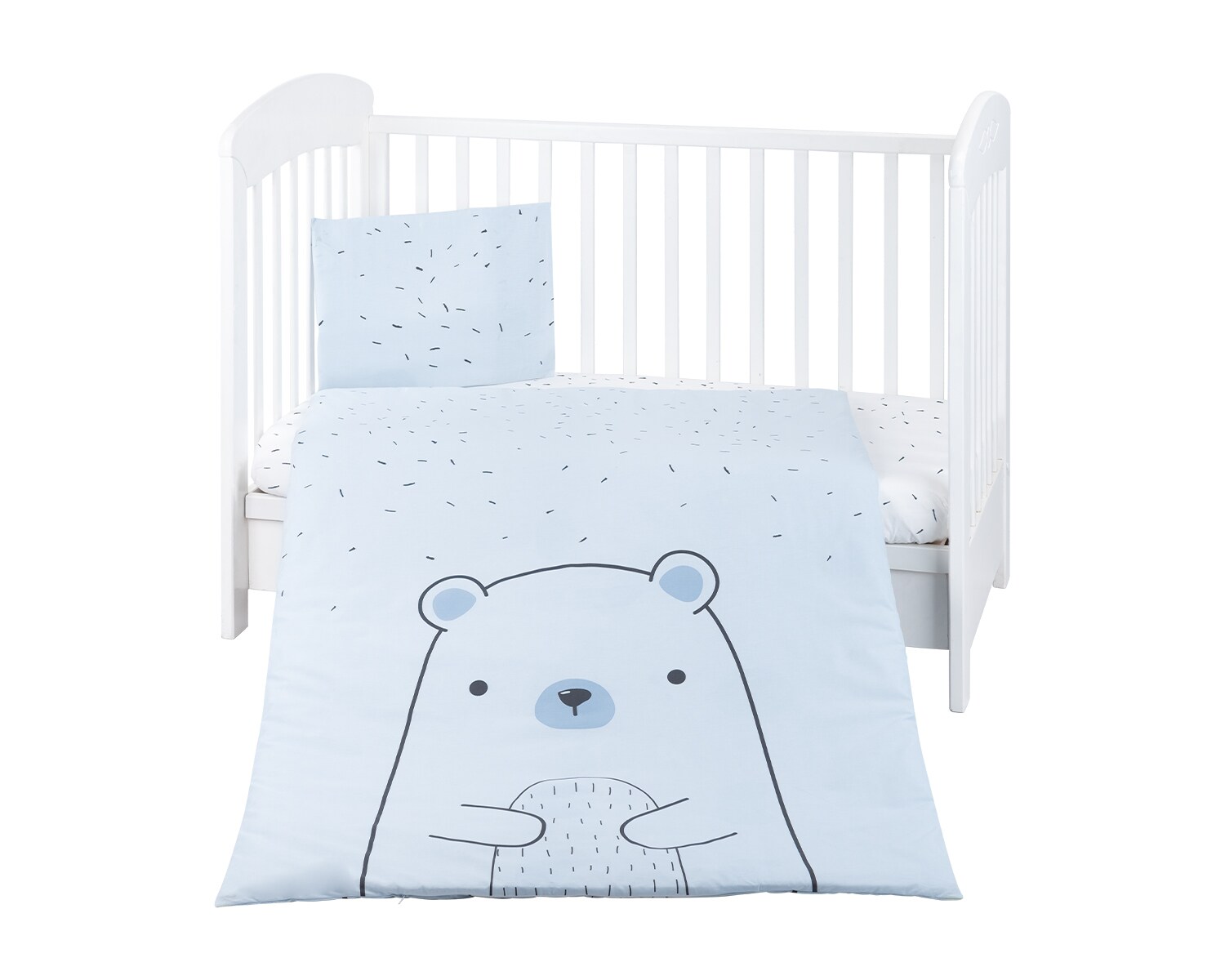 Kikkaboo Kinderbettwäsche Bär 5-teilig Decke 135 x 95 cm Kissen 45 x 35 cm Laken blau