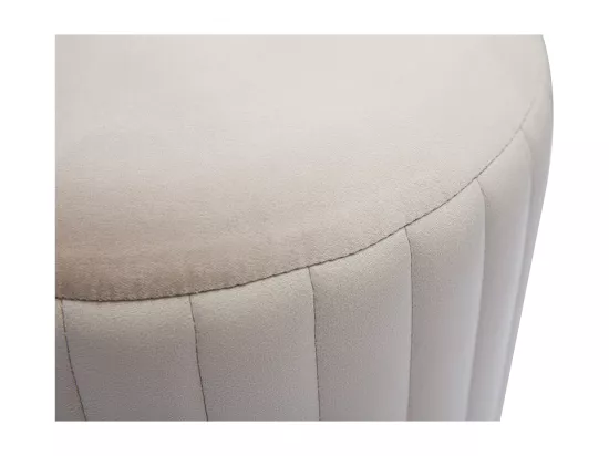 Pouf rond en velours taupe et métal doré D40 cm DONA
