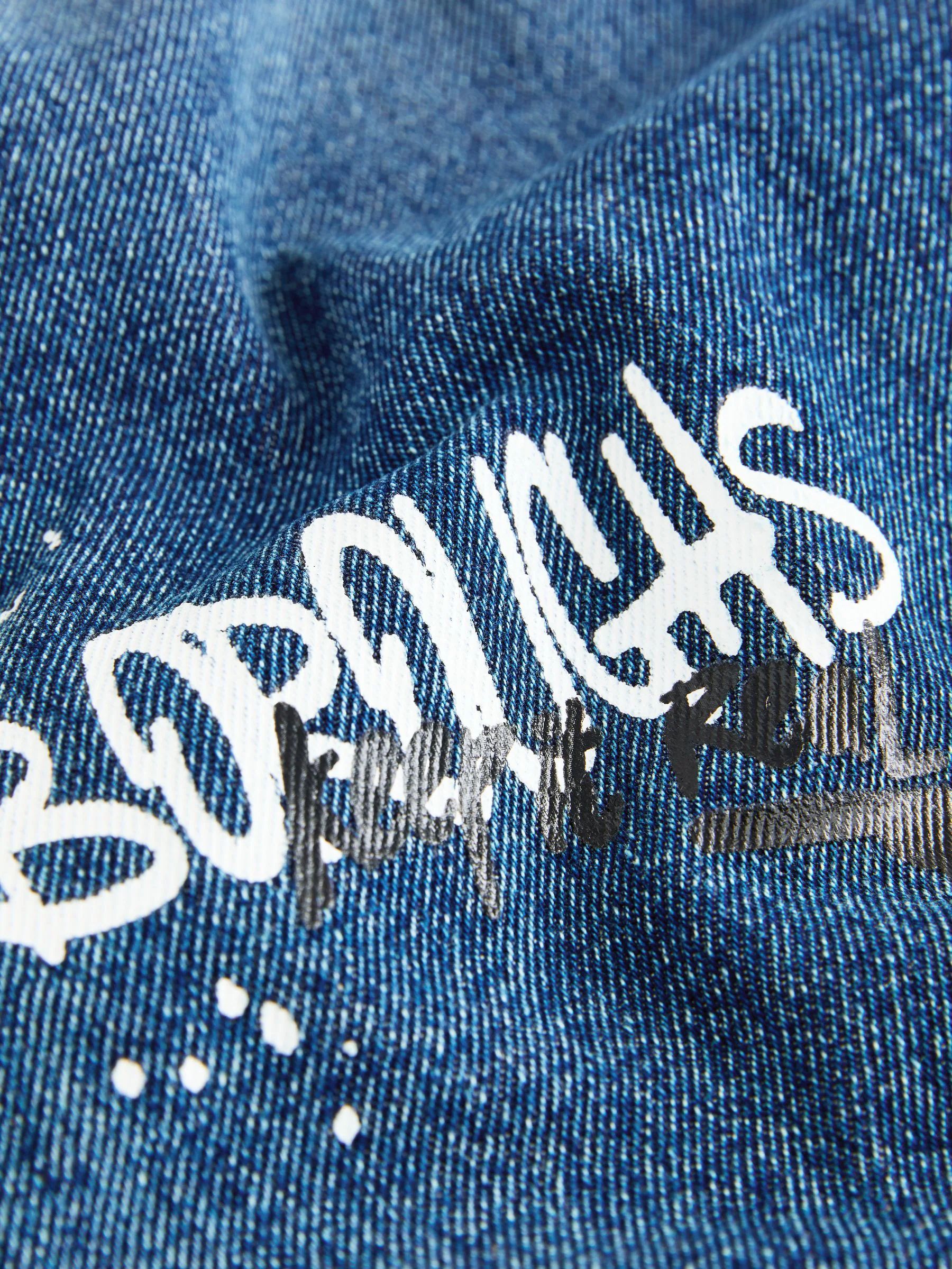 Varsity all-over Print middenblauwe Denim - Authentieke jeans (3-16jr)