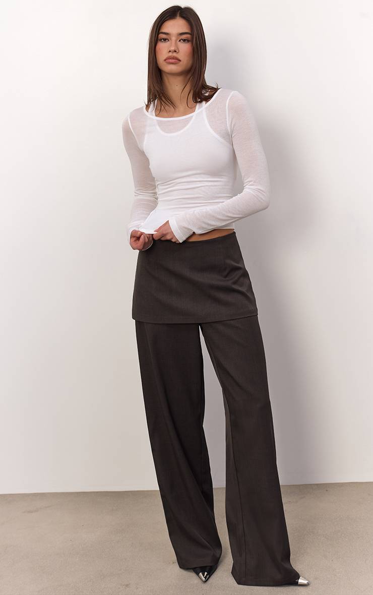 Charbon Pantalon Large À Détails Superposés