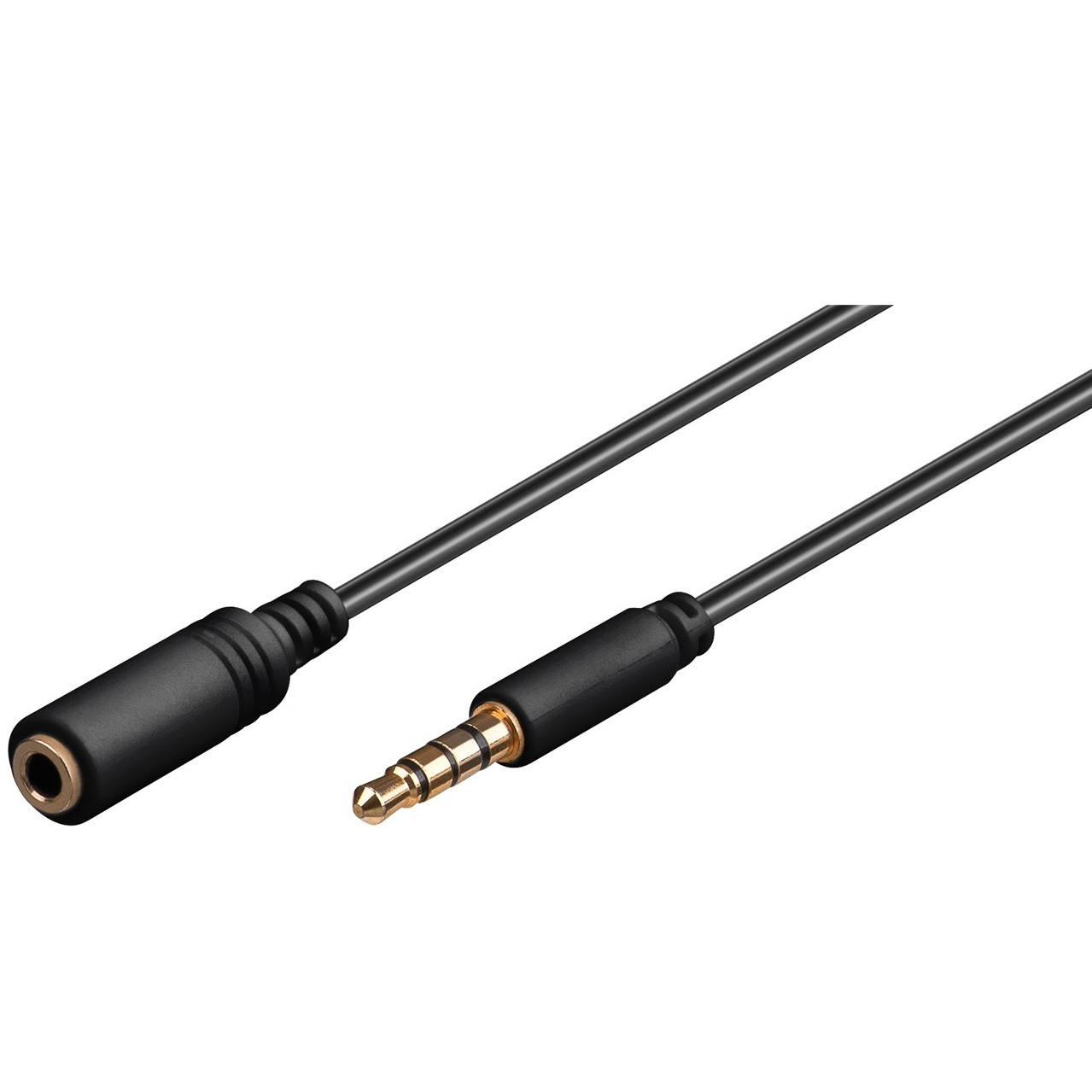 (2m) 3.5mm Klinke Audio Stecker Stereo AUX Verlängerungskabel mit vergoldeten Kontakten (62479) - Schwarz