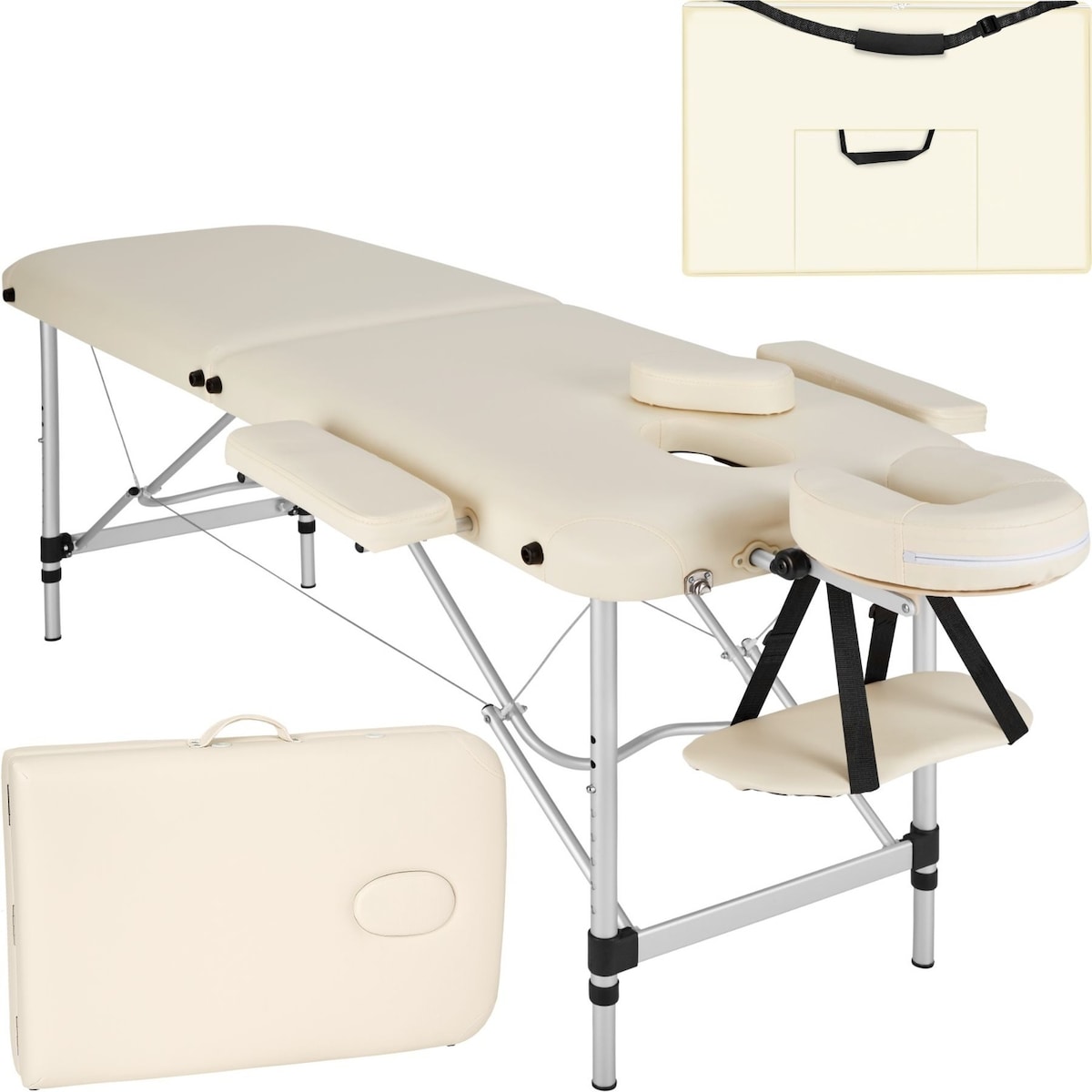 Massasjebenk i aluminium med 2 soner - beige