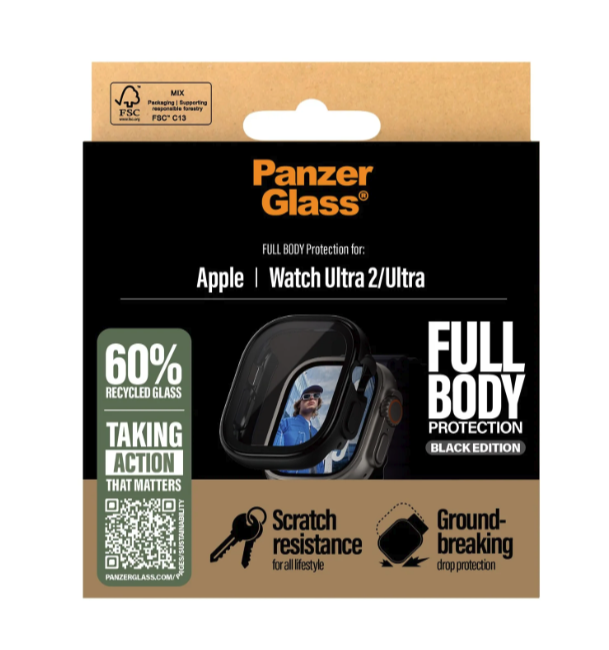 Apple Watch Ultra 3 / Ultra 2 / Ultra (49 mm) Full Body Protection Bumper Case   Displayschutz Glas (3724) - Schwarz