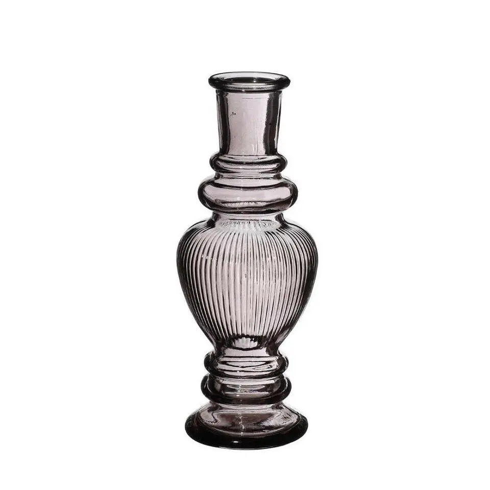 Ideas 4 Seasons Bloemenvaas Venice - glas - grijs smoke - D5.7 x H15 cm