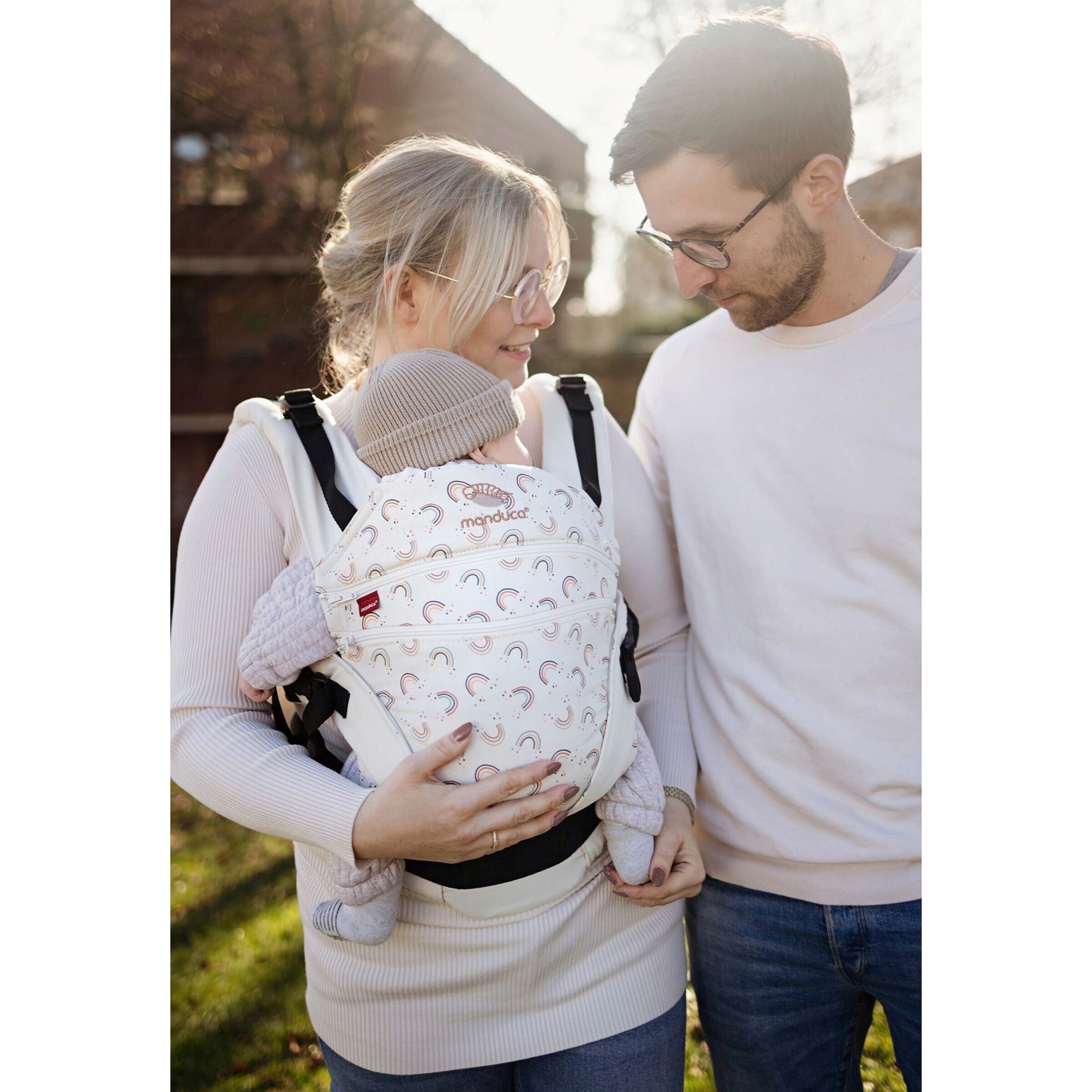 manduca® - XT Babytrage, 3 Tragepositionen, Limited Edition sand / print