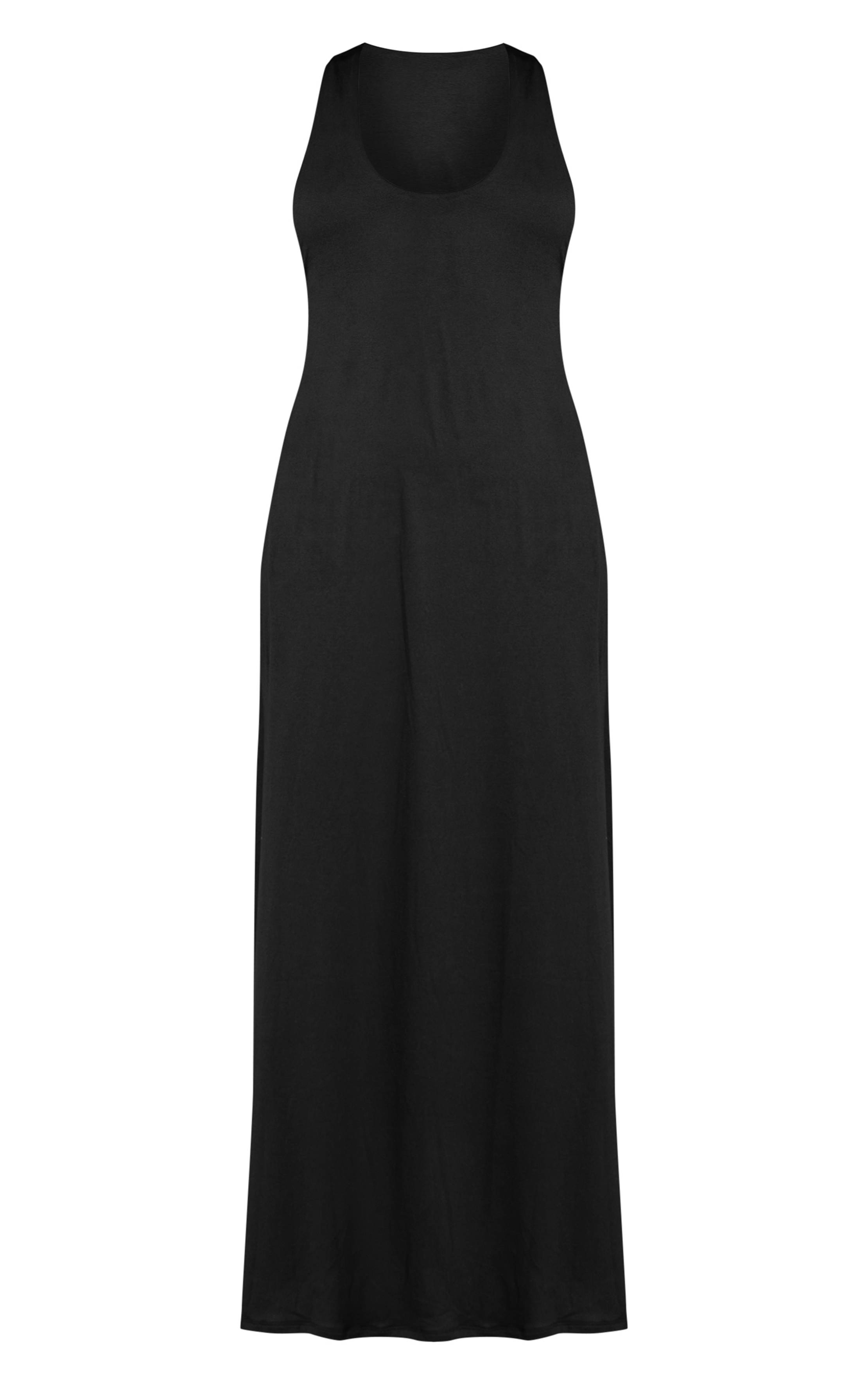Noir Robe Longue À Encolure Dégagée Toucher Doux